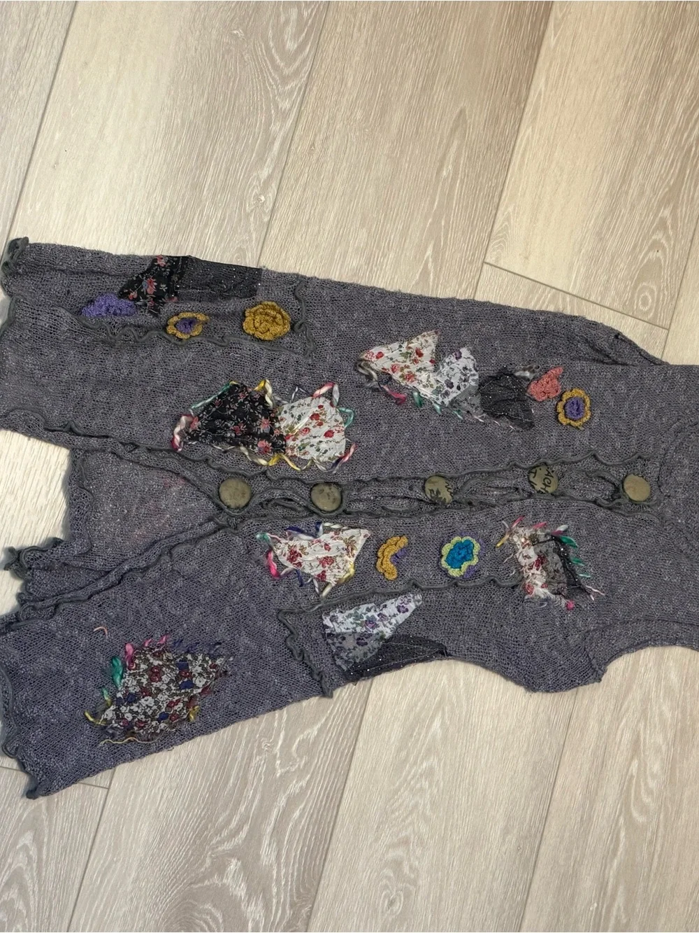 Vintage Mechant Mixed Textile Open Weave Sweater Vest/Tunic or Dress (M) - Picture 2 of 6